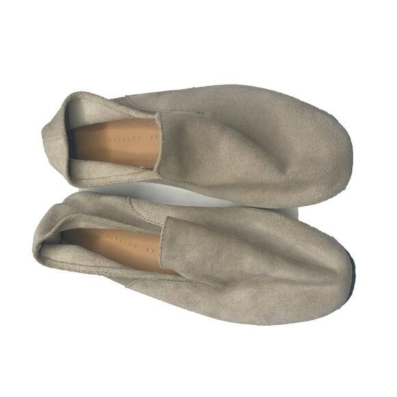 Zara Trafaluc Natural Beige Suede Leather Slip-On Loafers - Picture 3 of 6